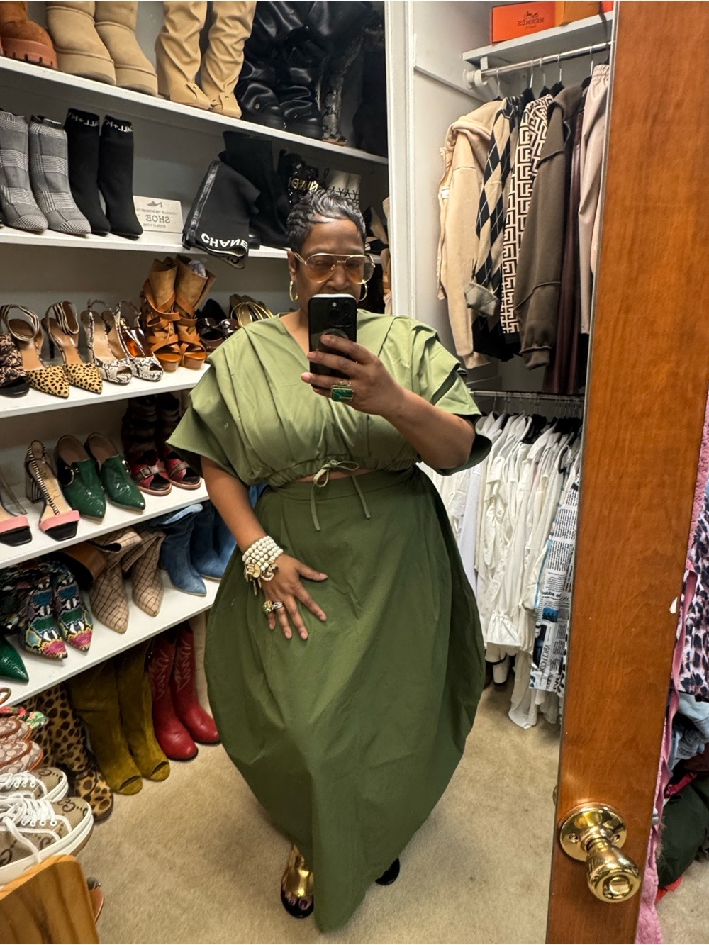 Olive Green Two-Piece Maxi Set